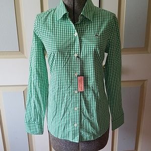Vineyard Vines Woman’s Green Gingham Shirt Size 2